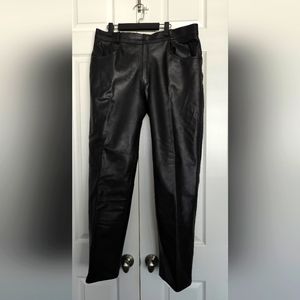 Men's Black Faux Leather Bootcut Jeans.